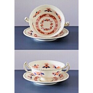 Vintage Royal Doulton THE BERKSHIRE footed Soup Bowls and Saucers V2020 Set of 8